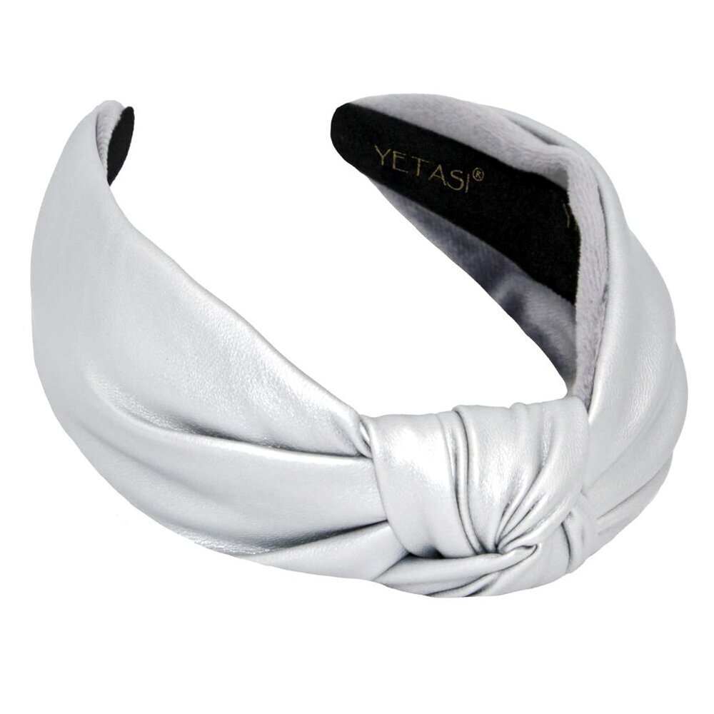 Silver Faux Leather Headband Women's Knot Hair Accessory for Elegant Styles